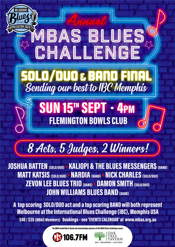 MBAS BLUES CHALLENGE FINAL: Combined SOLO/DUO & BAND Divisions